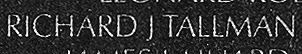 Engraving on The Wall of the name of Brigadier General Richard J. Tallman, U.S. Army